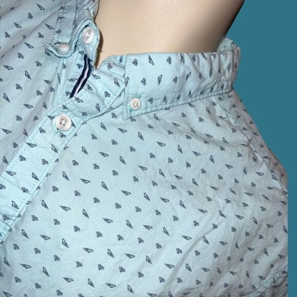 Men’s Denim & Flowers Slim Fit Short Sleeve Button Up Shirt Size Large #101 - Picture 1 of 4